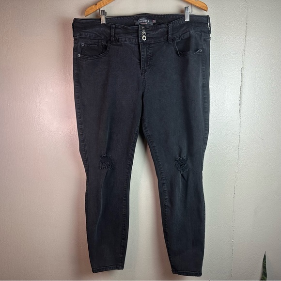 Torrid Jeggings Premium Stretch Distressed Washed Black Sz22R - Picture 3 of 9